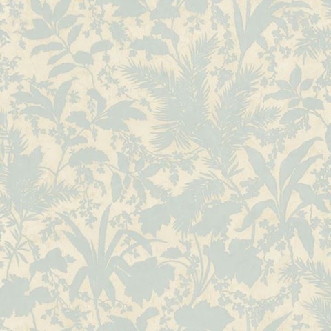 Fauna Blue Silhouette Leaves Wallpaper