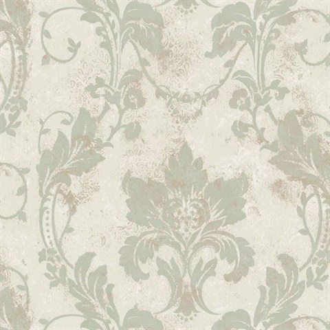 Irena Storm Delicate Damask Wallpaper