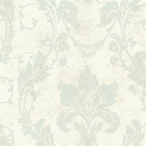 Irena White Delicate Damask Wallpaper