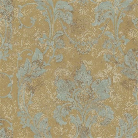 Irena Ocean Delicate Damask Wallpaper