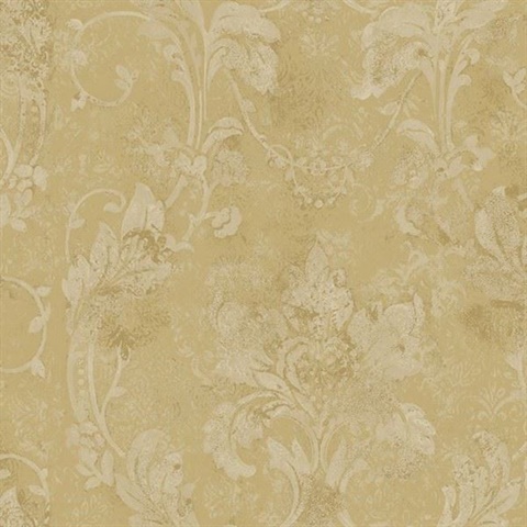 Irena Bronze Delicate Damask Wallpaper