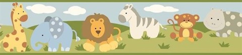 Simba Green Jungle Safari Cartoons Border