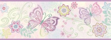 Fantasia Purple Boho Butterflies Scroll Border