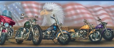 Bruce Blue Americana Motorcycles Portrait Border