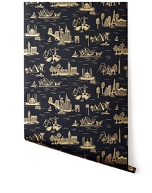 Cities Toile Ebony