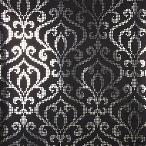 Venus Charcoal Foil Mini Damask