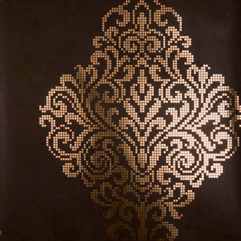 Lux Brown Foil Damask