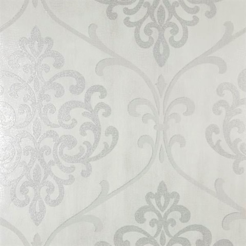 Ambrosia Silver Glitter Damask