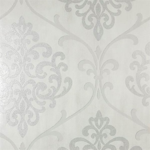 Ambrosia Silver Glitter Damask