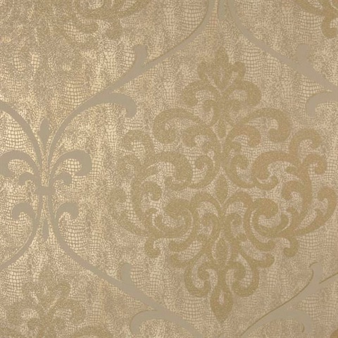 Ambrosia Brass Glitter Damask