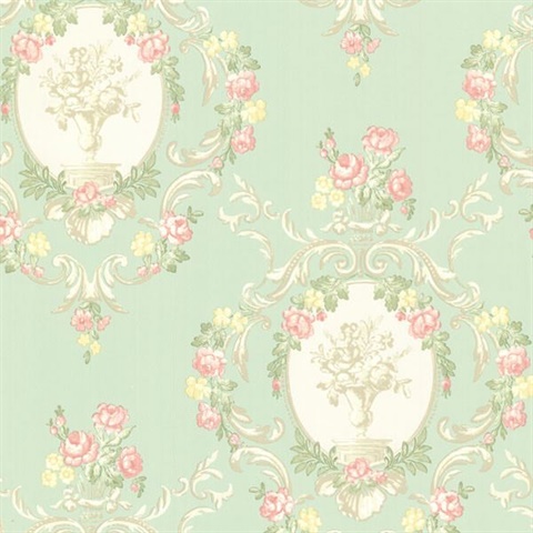 Maybelle Mint Cameo Damask