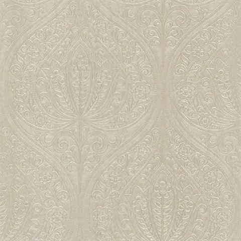 Paolina Beige Embossed Large Damask