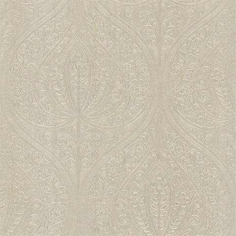 Paolina Beige Embossed Large Damask