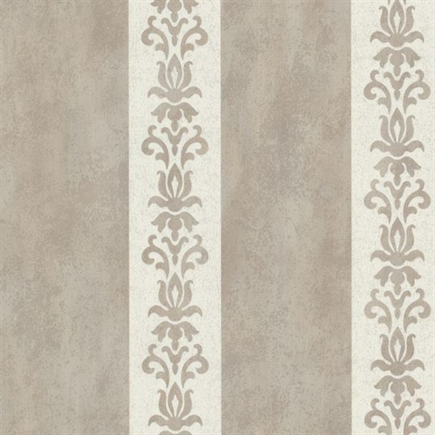 Parisi Grey Embellished Damask Stripe