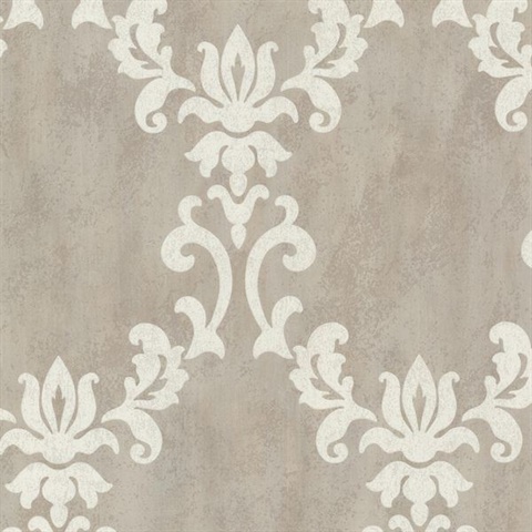 Renna Grey Large Scroll Damask