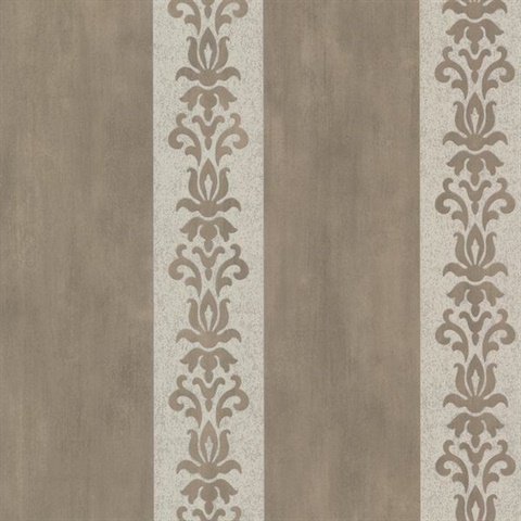 Parisi Pewter Embellished Damask Stripe