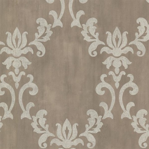 Renna Pewter Large Scroll Damask