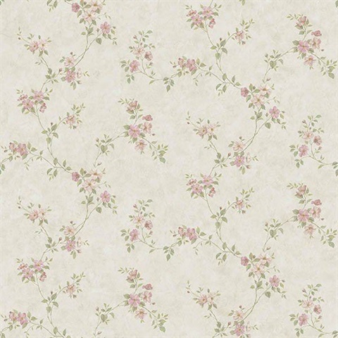 Rose Valley Pink Floral Scroll