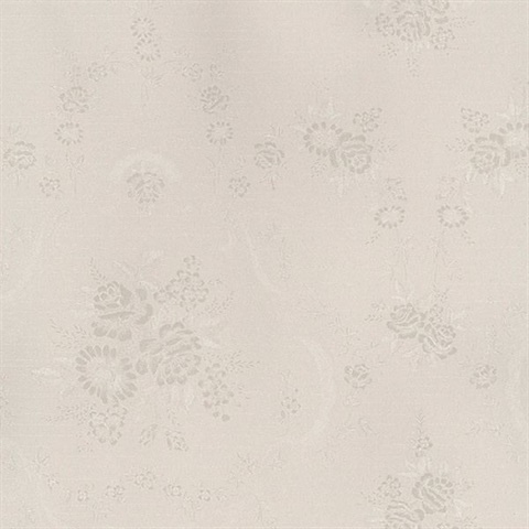 In Register Large Floral Damask Emboss Beige Wallpaper