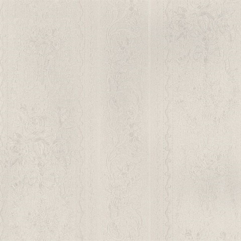 In Register Stripe Emboss Floral Damask Beige Wallpaper