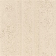 In Register Stripe Emboss Floral Damask Cream Wallpaper