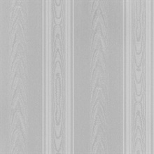 Medium Moire Wood Pattern Stripe Silver Wallpaper