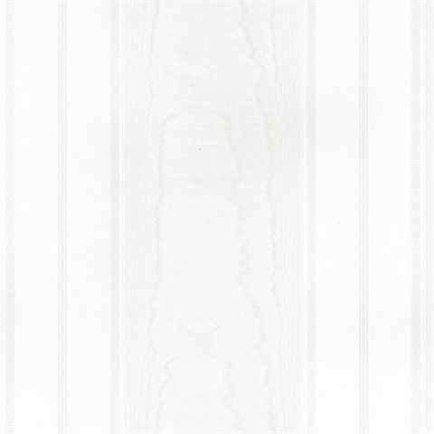 Wide Moire Wood Pattern Stripe Pearl White Wallpaper