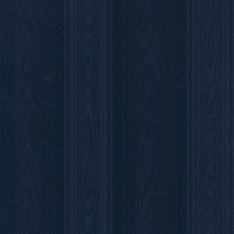 Medium Moire Wood Pattern Stripe Navy Blue Wallpaper