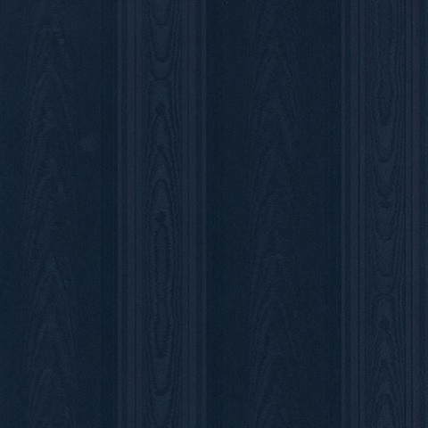 Medium Moire Wood Pattern Stripe Navy Blue Wallpaper