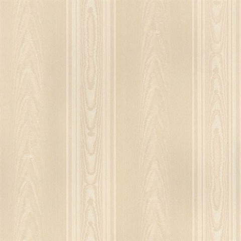 Medium Moire Wood Pattern Stripe Cream Wallpaper