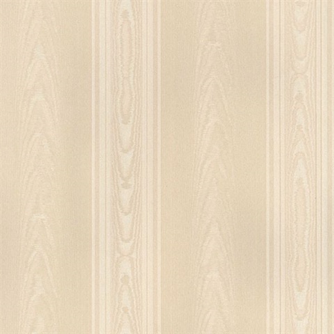 Medium Moire Wood Pattern Stripe Cream Wallpaper