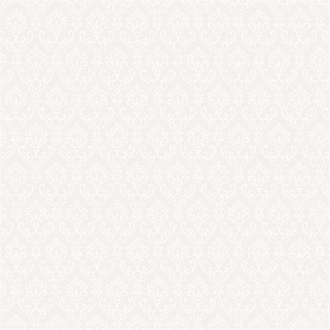 Small Damask Pearl White Wallpaper