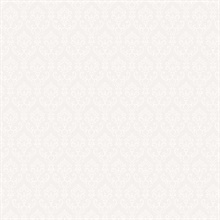 Small Damask Pearl White Wallpaper