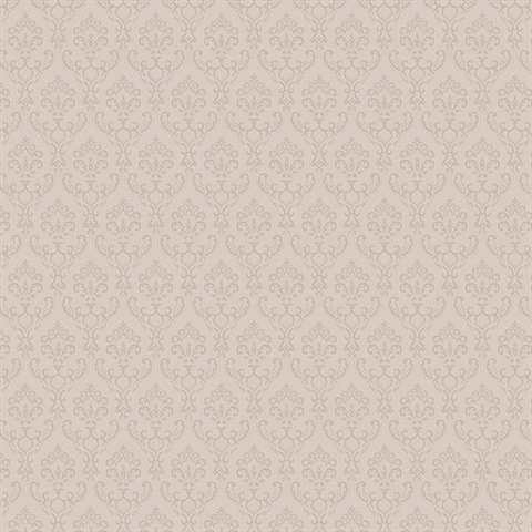 Small Damask Taupe Wallpaper