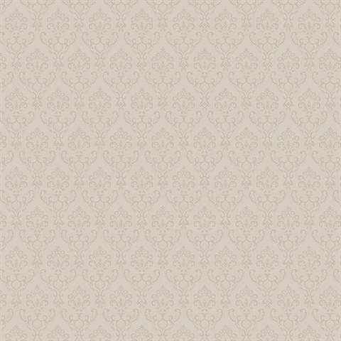 Small Damask Taupe Wallpaper