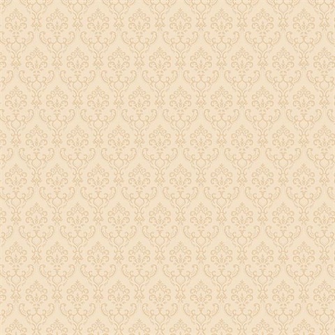 Small Damask Cream Wallpaper