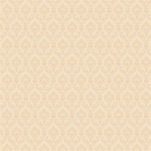 Small Damask Cream Wallpaper