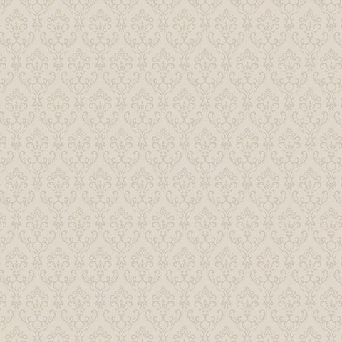 Small Damask Beige Wallpaper