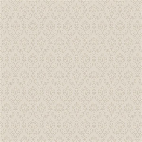 Small Damask Beige Wallpaper