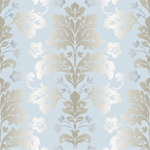 Camila Light Blue Modern Damask