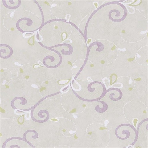 Jada Lilac Girly Floral Scroll