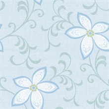 Khloe Light Blue Girly Floral Scroll