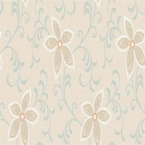 Khloe Orange Girly Floral Scroll