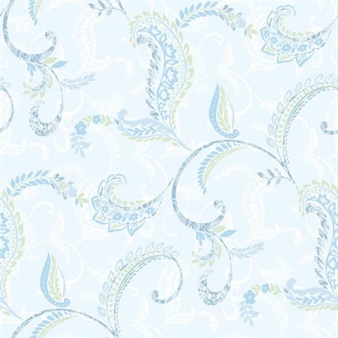 Riley Aqua Paisley Scroll