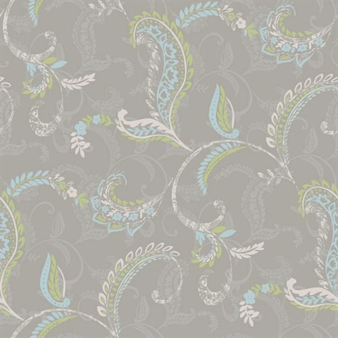 Riley Grey Paisley Scroll