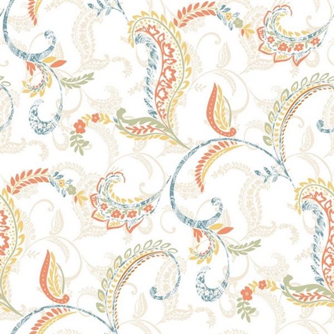 Riley Orange Paisley Scroll