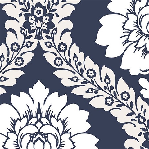 Blue Floral Damask