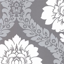 Grey & Silver Floral Damask