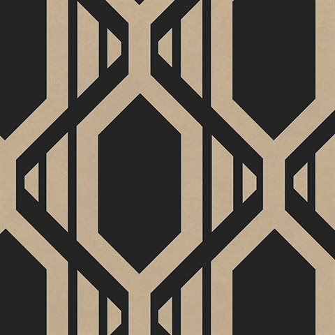 Black & Copper Geometric Stripe