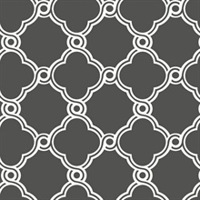 Dark Grey & White Open Trellis Prepasted Wallpaper